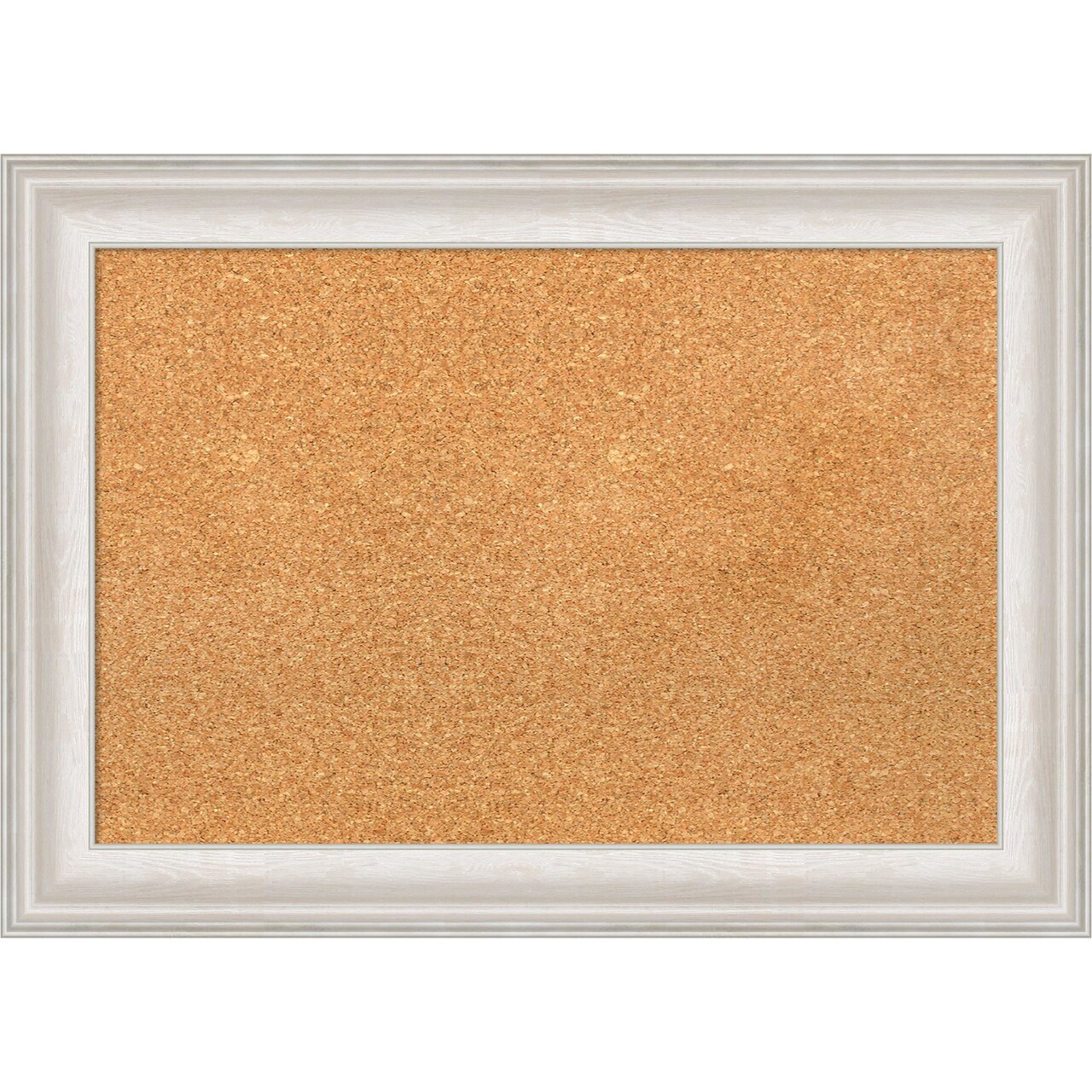 Cork Board, Trio White Wash Silver Frame - Bulletin Board, Organization Board, Pin Board